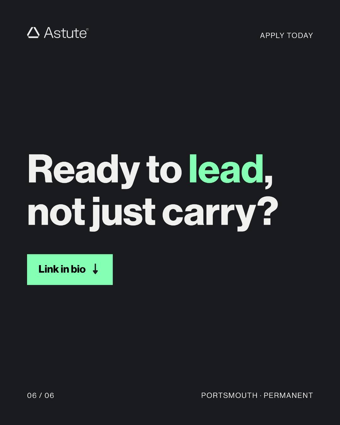 Slide 6, apply today — ready to lead, not just carry? Link in bio.